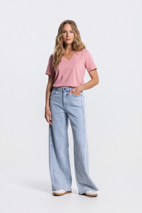 Juffrouw Jansen roze dames t-shirt | Model