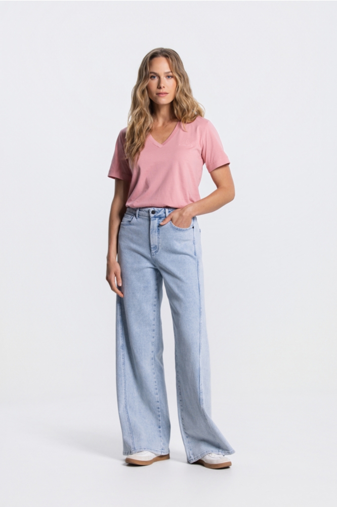 Juffrouw Jansen roze dames t-shirt | Model