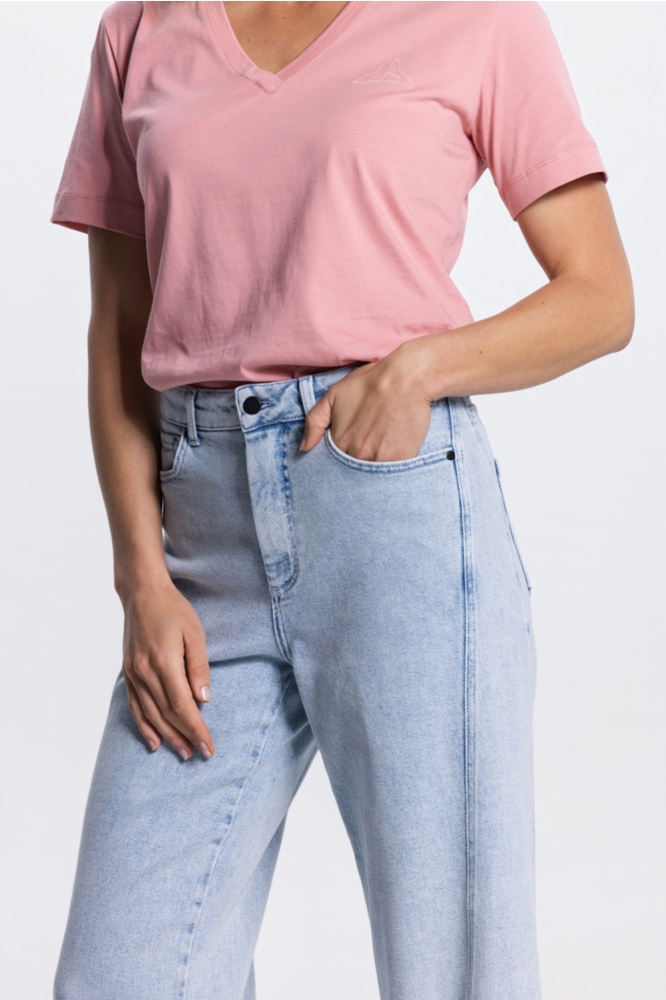 Juffrouw Jansen roze dames t-shirt | Close up