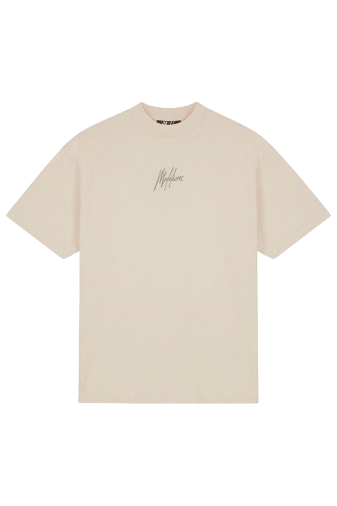 Malelions taupe heren t-shirt | Vooraanzicht