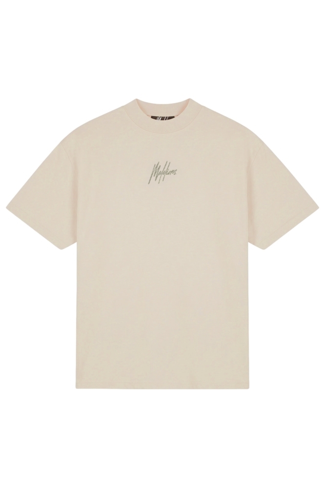 Malelions taupe heren t-shirt | Vooraanzicht