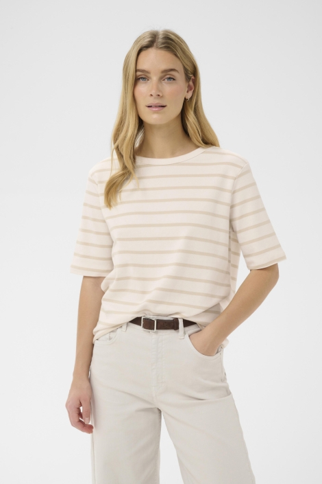 Part Two beige dames t-shirt | Model vooraanzicht