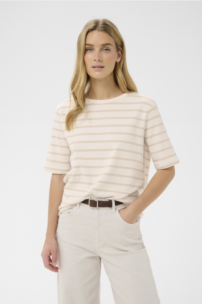 Part Two beige dames t-shirt | Model vooraanzicht