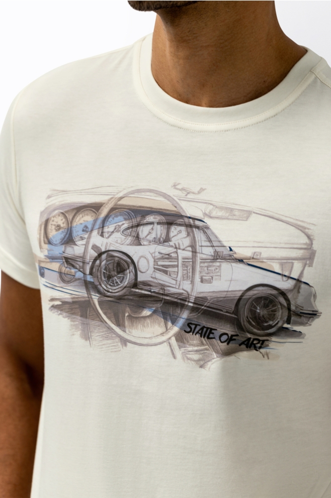 State of Art witte heren t-shirt | Close up