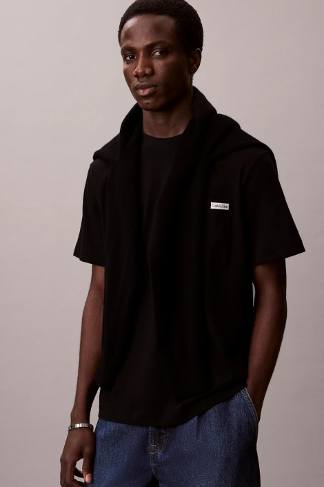Calvin Klein zwarte heren t-shirt | Model vooraanzicht