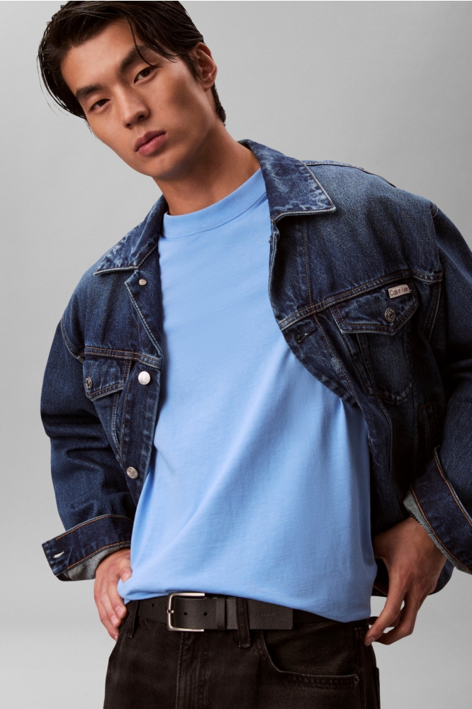 Calvin Klein blauwe heren t-shirt | Model vooraanzicht