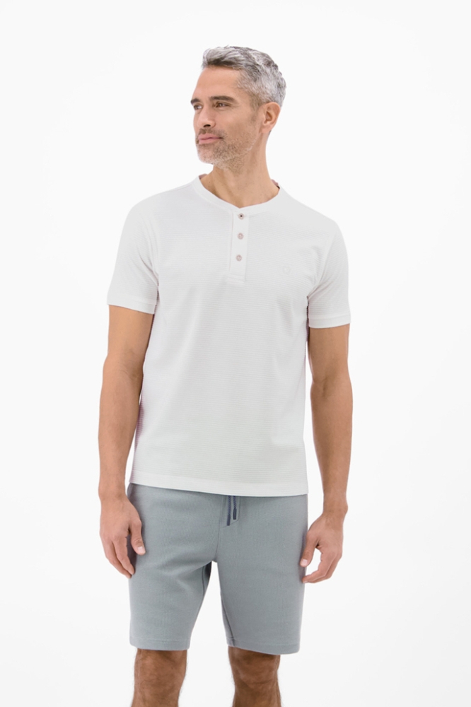 Lerros witte heren t-shirt | Model vooraanzicht