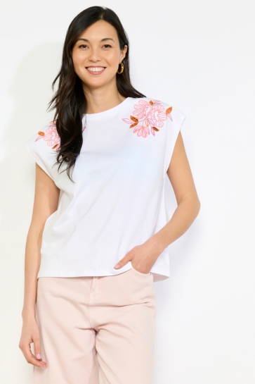 LolaLiza T-shirt T BRODEFLO1F 02301950 1019 OPTICAL WHITE