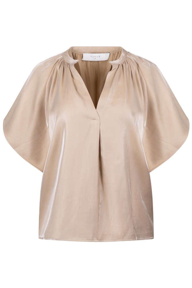 Nukus zand dames blouse | Vooraanzicht
