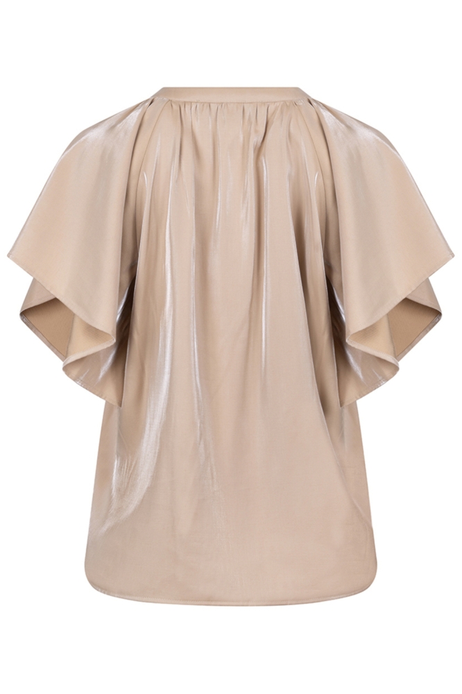 Nukus zand dames blouse | Achteraanzicht