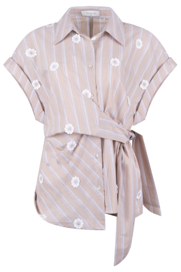 Nukus Blouse ANETA TOP STRIPE NKS01193 SAND