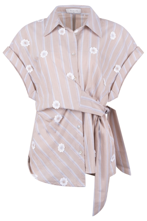 Nukus zand dames blouse | Vooraanzicht