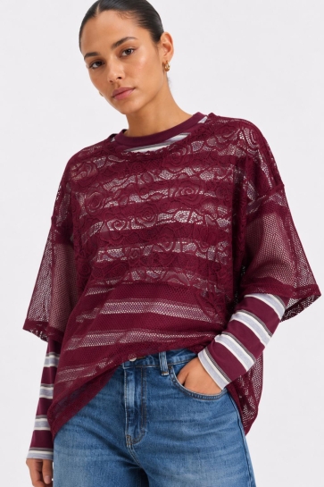 Noisy may T-shirt NMLUCCA 2/4 LACE PRINT T-SHIRT JRS 27038238 Fig