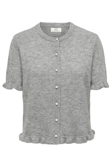 Jacqueline de Yong Vest JDYLETTY SS ON FRILL CARDIGAN KNT 15382458 Light Grey Mela/WITH PEARL