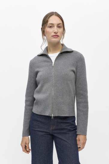 Object Vest OBJREYNARD L/S RE ZIP CARDIGAN NOOS 23050195 Medium Grey Melange