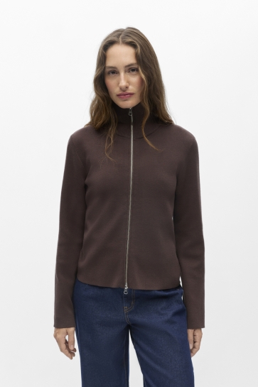 Object Vest OBJREYNARD L/S RE ZIP CARDIGAN NOOS 23050195 Seal Brown