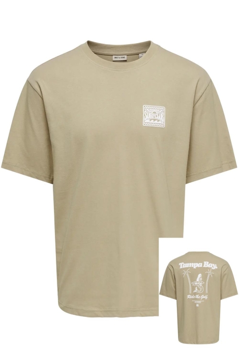 Only & Sons camel heren t-shirt | Vooraanzicht