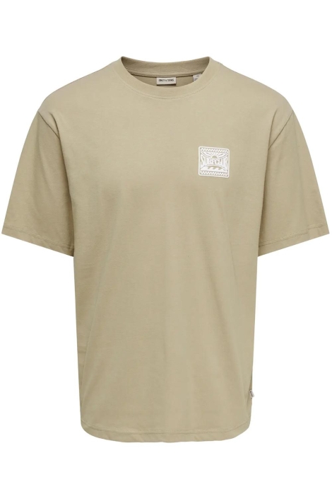Only & Sons camel heren t-shirt | Vooraanzicht