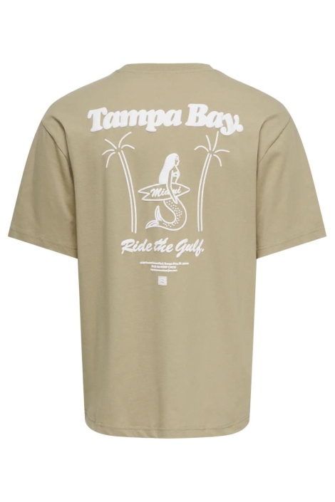 Only & Sons camel heren t-shirt | Achteraanzicht