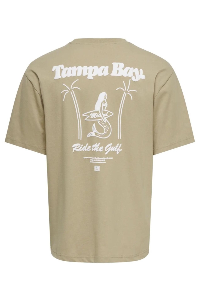 Only & Sons camel heren t-shirt | Achteraanzicht