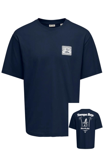 Only & Sons T-shirt ONSMILO SKETCH LIFE RLX COAST SS T 22039621 DRESS BLUES/TAMPA BAY