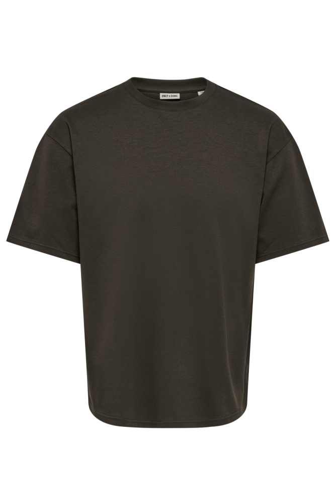 Only & Sons bruine heren t-shirt | Vooraanzicht