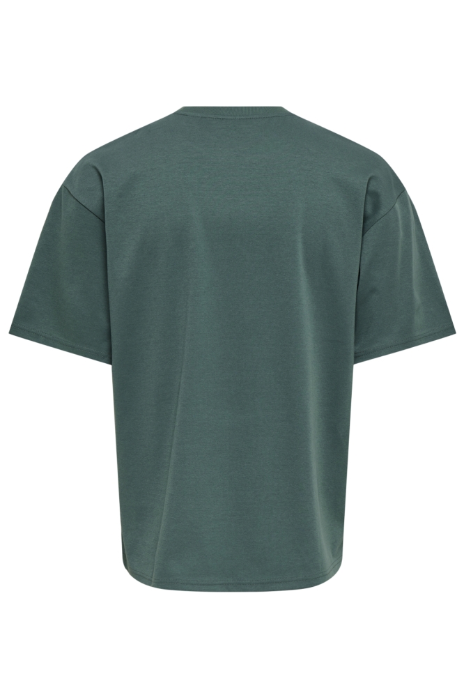 Only & Sons groene heren t-shirt | Achteraanzicht