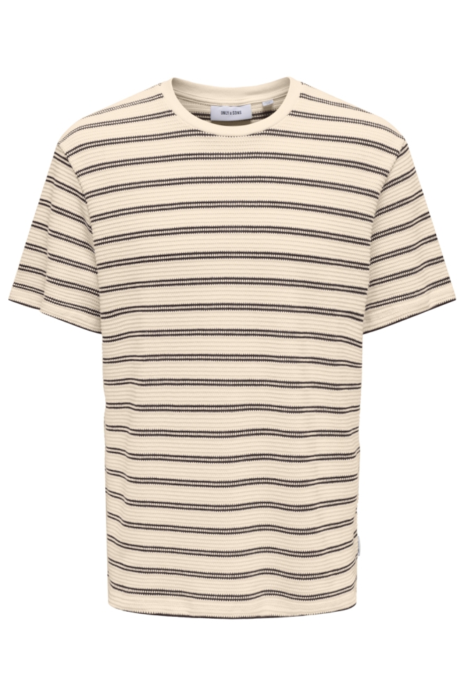 Only & Sons beige heren t-shirt | Vooraanzicht