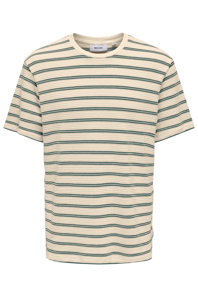 Only & Sons beige heren t-shirt | Vooraanzicht