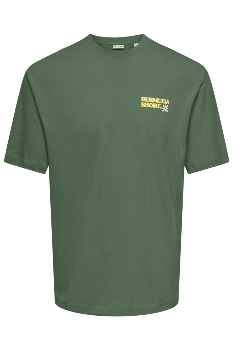 Only & Sons groene heren t-shirt | Vooraanzicht