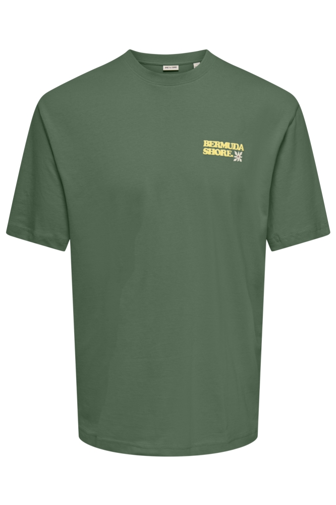 Only & Sons groene heren t-shirt | Vooraanzicht