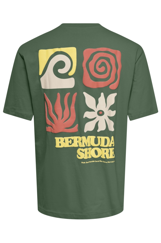 Only & Sons groene heren t-shirt | Achteraanzicht