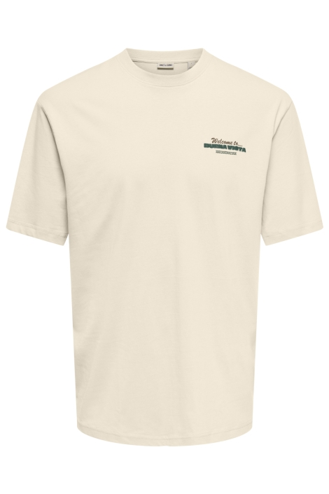 Only & Sons ecru heren t-shirt | Vooraanzicht