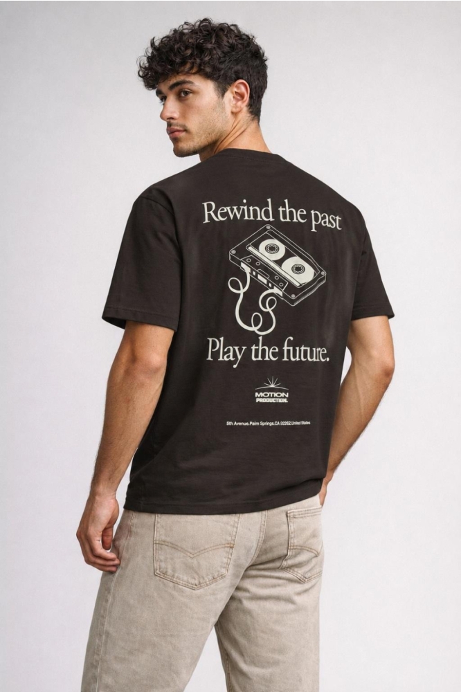 Only & Sons bruine heren t-shirt | Model achteraanzicht