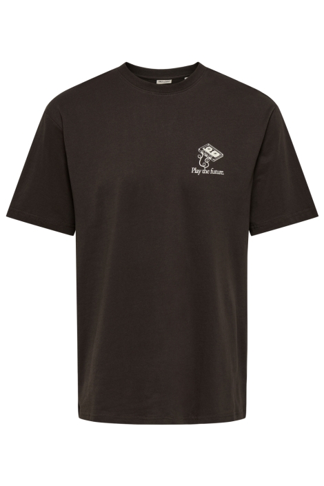 Only & Sons bruine heren t-shirt | Vooraanzicht