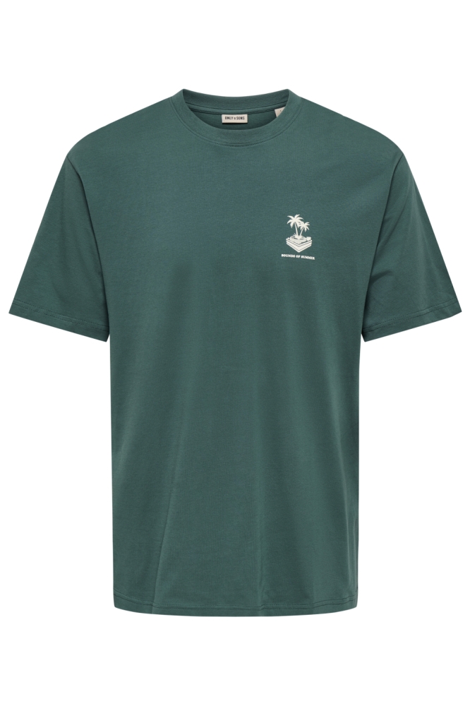 Only & Sons groene heren t-shirt | Vooraanzicht