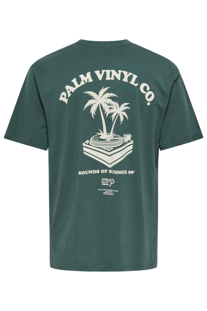 Only & Sons groene heren t-shirt | Achteraanzicht