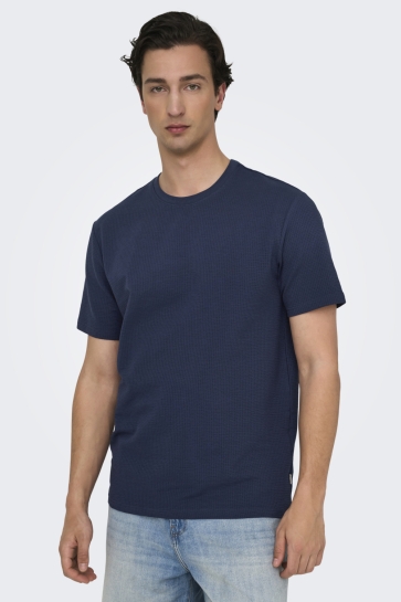 Only & Sons T-shirt ONSKIAN LIFE REG SEERSUCKER SS TEE 22028692 NAVAL ACADEMY