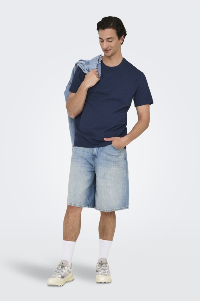 Only & Sons blauwe heren t-shirt | Model