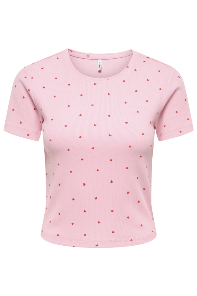 Only roze dames t-shirt | Vooraanzicht
