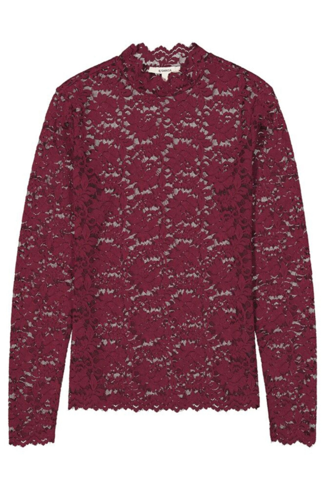 Garcia bordeaux dames t-shirt | Vooraanzicht