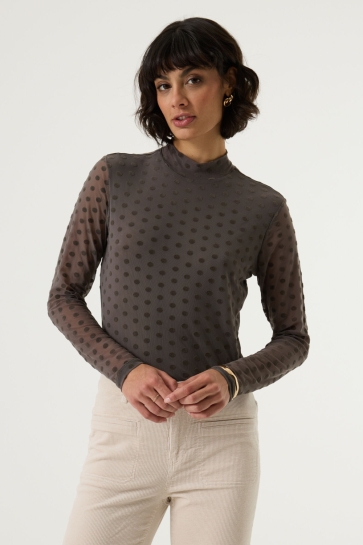 Garcia T-shirt MESH T SHIRT MET STIPPEN V260213 4656 GRAPHITE MIST