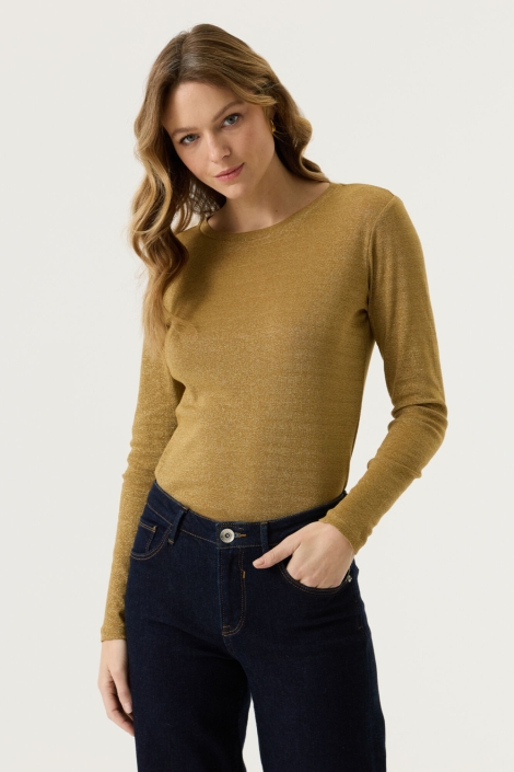 Garcia gouden dames t-shirt | Model vooraanzicht