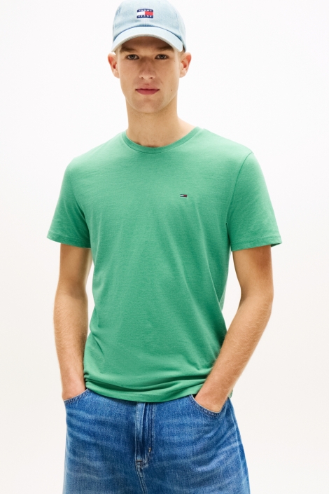 Tommy Jeans groene heren t-shirt | Model vooraanzicht