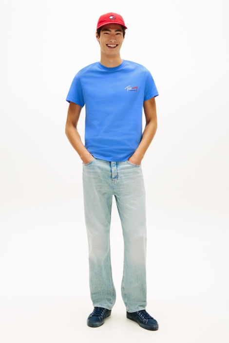 Tommy Jeans blauwe heren t-shirt | Model