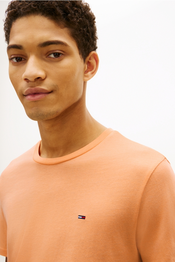 Tommy Jeans oranje heren t-shirt | Close up