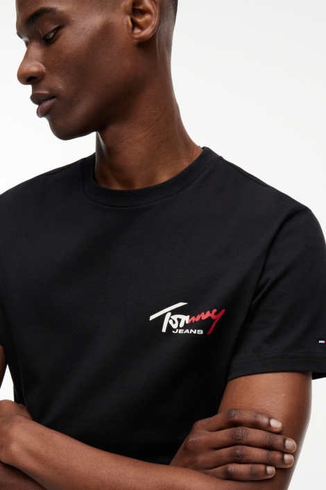 Tommy Jeans zwarte heren t-shirt | Close up