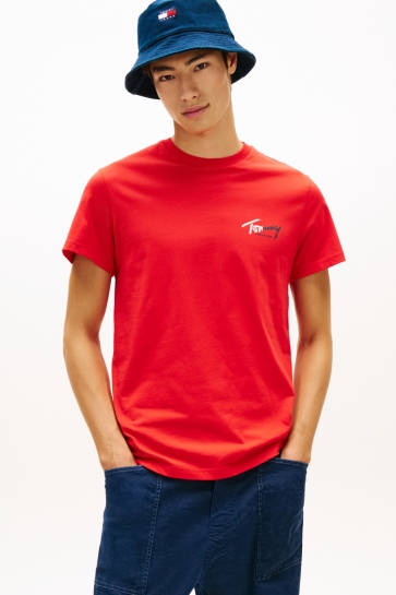Tommy Jeans T-shirt TJM SLIM SIGN CHEST SS TEE EXT DM0DM22538 XL8 RAPID RED