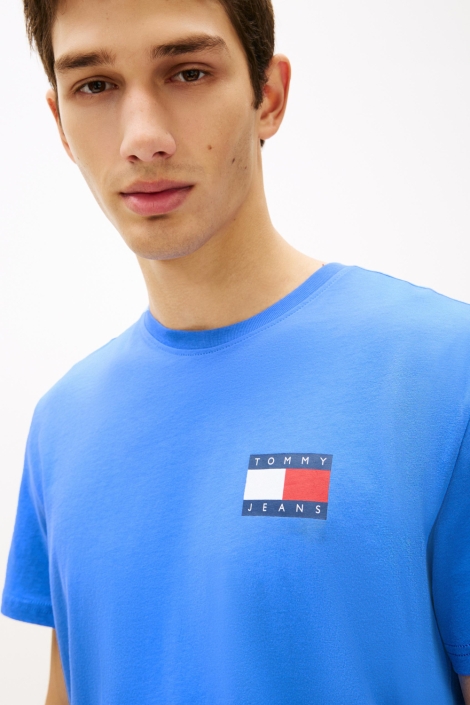 Tommy Jeans blauwe heren t-shirt | Close up