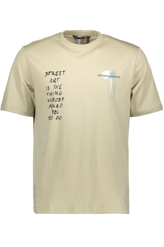 Antony Morato beige heren t-shirt | Vooraanzicht